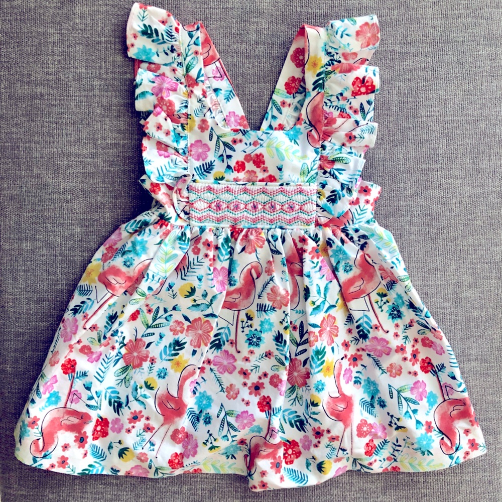 Bonnie Baby - Flamingo & Floral-Print Dress - NWT